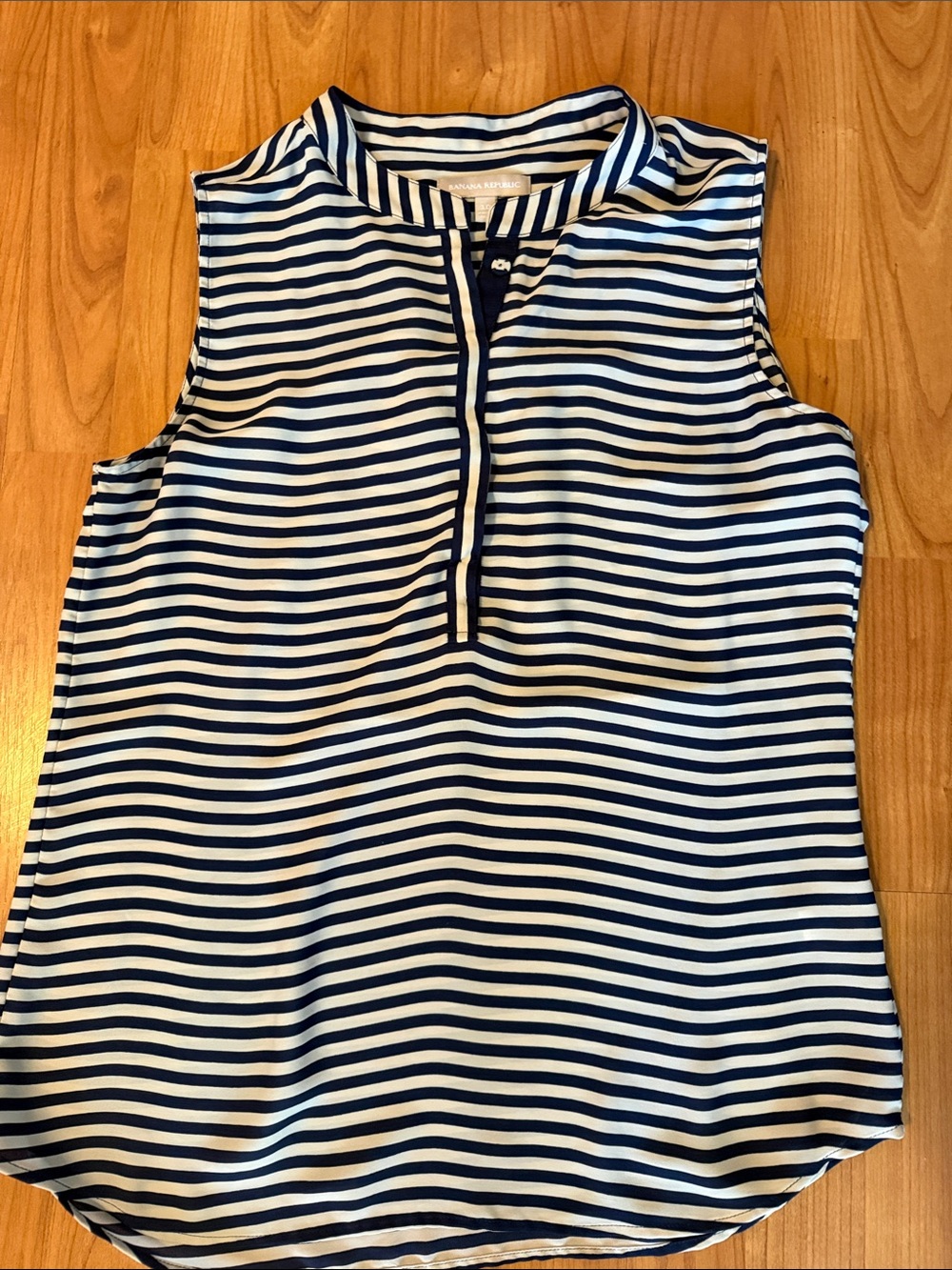 Banana Republic Navy and White Striped Sleeveless Top